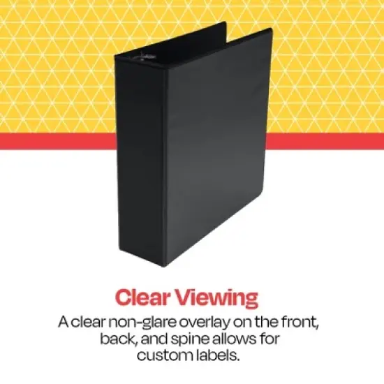 School Smart D Ring View Binder, Polypropylene, 3 Inches, Black image {4}