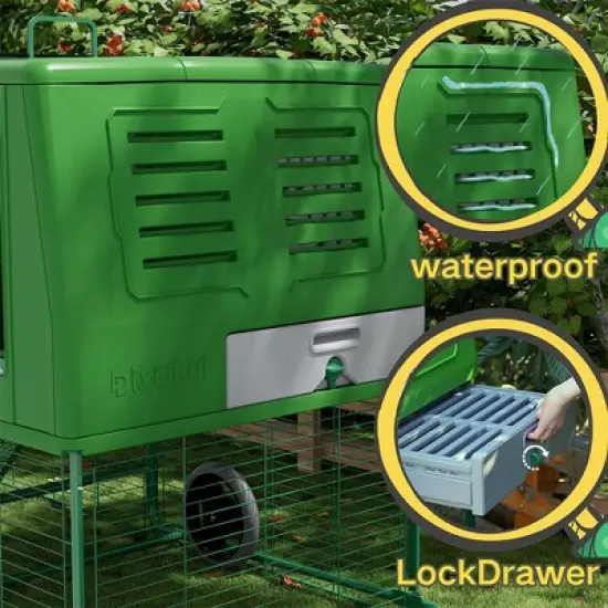 Decksplore Weatherproof HDPE Chicken Coop Expandable Design with Wheels image {4}