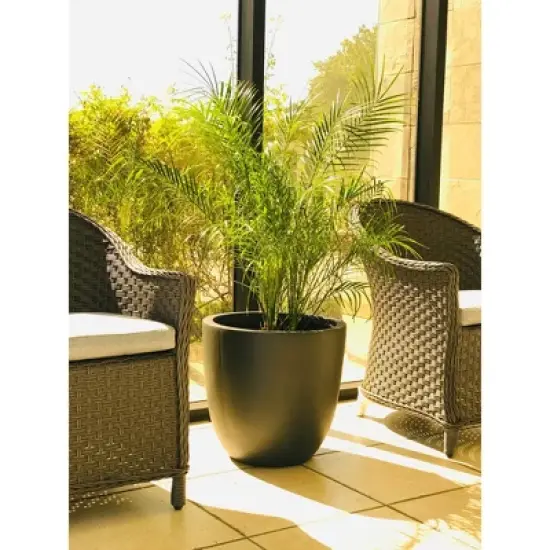 17" Kante Lightweight Concrete Modern Seamless Outdoor Planter Charcoal - Rosemead Home & Garden, Inc. image {8}