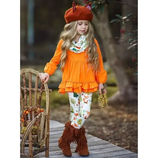 Girls Fall Frolic Tunic, Legging & Scarf Set - Mia Belle Girls image {3}