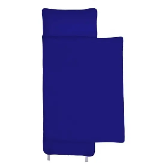 Everyday Kids Navy Nap Mat with Removable Pillow &ndash; Soft, Roll-Up Sleeping Bag with Handle and Straps &ndash; For Kids Ages 3&ndash;6, Preschool & Travel image {3}
