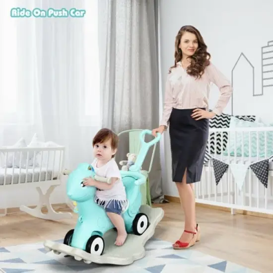 Costway Baby Rocking Horse 4 in 1 Kids Ride On Toy Push Car w/ Music Indoor Outdoor Gift image {3}
