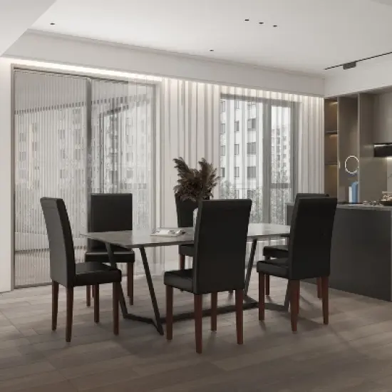 Emma and Oliver Six Mid-Century Parsons Chairs and Hardwood Frame for Kitchen, Dining Room & More image {1}