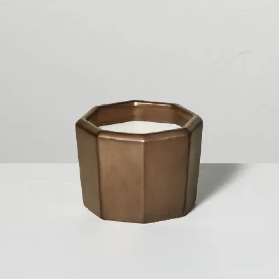 Octagonal Ceramic Autumn Cider Fall Jar Candle Metallic Bronze - Hearth & Hand&trade; with Magnolia image {4}