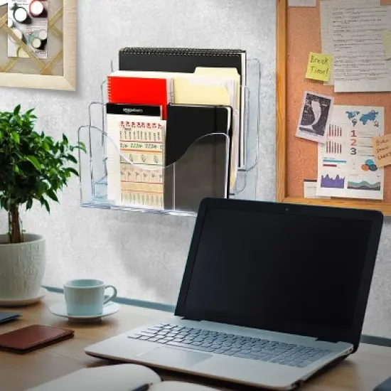 Azar Displays Three Tier File and Brochure Desktop Wall Organizer Holder with Dividers image {10}