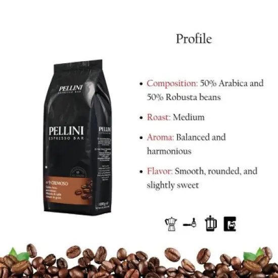 Pellini No 9 Cremoso Whole Bean Coffee 2.2lb/1kg image {2}