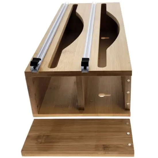 OnDisplay Luxe Bamboo Plastic Wrap/Wax Paper/Aluminum Foil Dispenser for Drawer or Wall Mountable image {4}