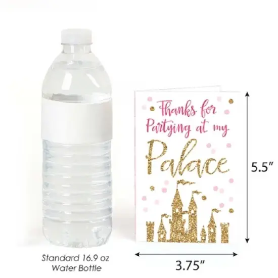 Big Dot of Happiness Little Princess Crown - Pink and Gold Princess Baby Shower or Birthday Party Thank You Cards (8 count) image {2}