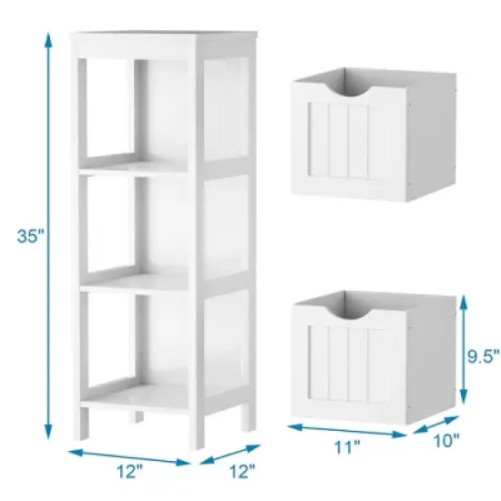 Costway Floor Cabinet Multifunction Bathroom Storage Organizer Rack w/2 Drawers image {4}