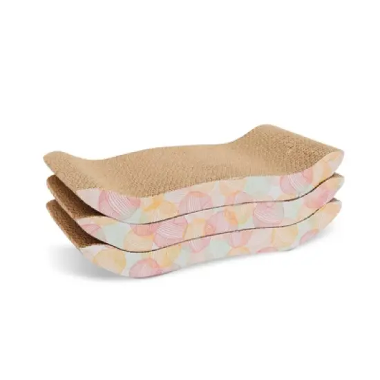 Zodaca 3-Pack Cat Scratcher Bed, Reversible Corrugated Cardboard Modern Sofa Scratching Pad with 3 Catnip (16x8x2.5 inch) image {4}