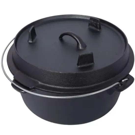 SEVOBAL Grill Cookware Outdoor Camping Pot with Skillet Lid for Group Cooking and Campfire Use Area, Black, 13"*13"*9.2" image {4}