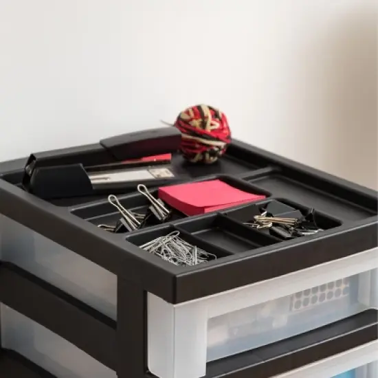 IRIS USA Plastic Rolling Storage Cart with Drawers image {4}