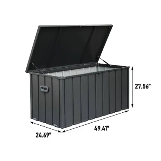 120 gal Steel Waterproof Deck Box Gray image {7}