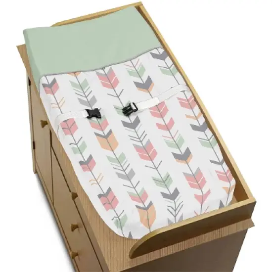Sweet Jojo Designs Changing Pad Cover - Mod Arrow - Coral/Mint image {2}
