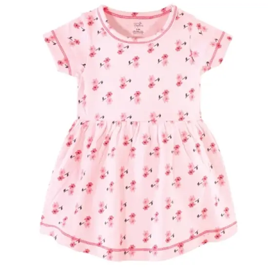 Touched by Nature Baby and Toddler Girl Organic Cotton Short-Sleeve Dresses 2pk, Coral Garden image {1}