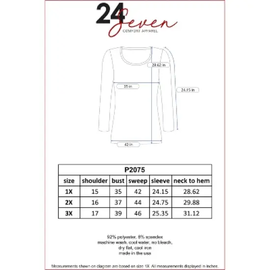 24seven Comfort Apparel Womens Plus Size Solid Long Sleeve Scoop Neck Tee image {3}
