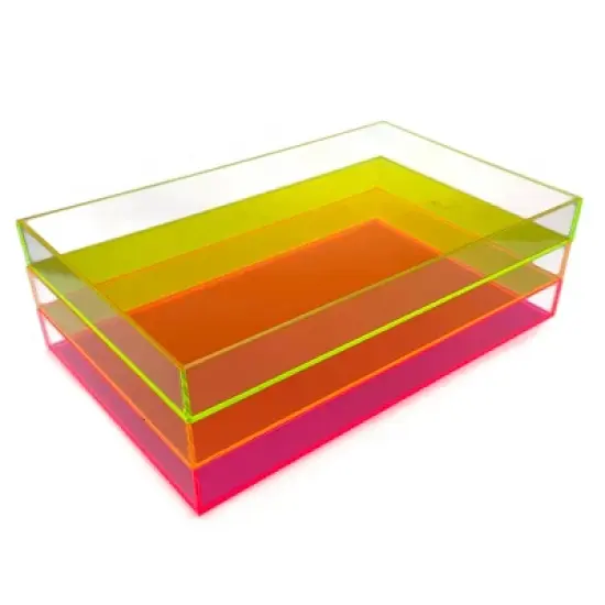 OnDisplay Electric Neon Luxe Clear Acrylic Stackable Cosmetic/Jewelry Tray image {9}