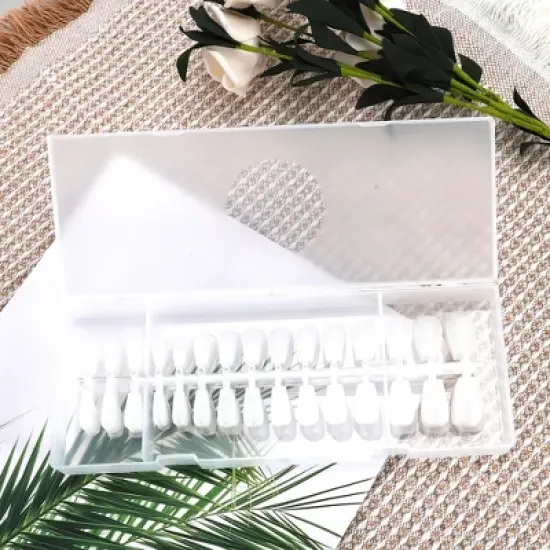 Unique Bargains Women's Short Trapezoid Fake Nails Clear 1 Set image {4}