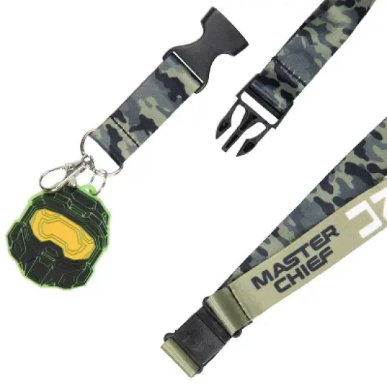 HALO Video Game Lanyard Keychain w/ 2" Master Chief Rubber Charm image {1}