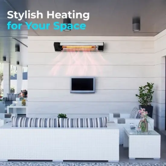 SereneLife 1500- Watt Aluminium Alloy Remote Control Ceiling and Wall Patio Heater with High Rated Aluminum Reflector image {5}