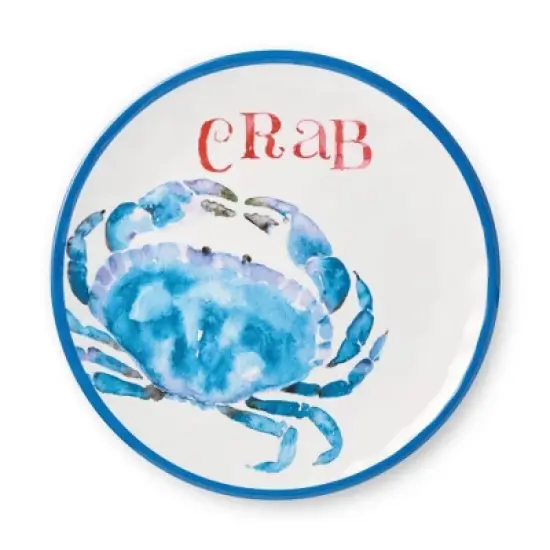 Certified International (Set of 6) 11" Beach House Crab Melamine Salad Plates image {6}
