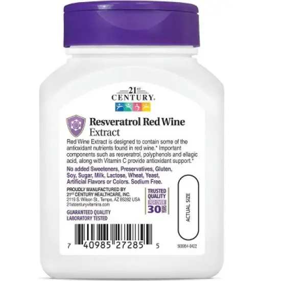 21st Century Resveratrol Red Wine Extract 90 Capsules image {3}