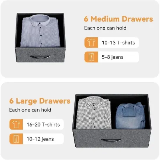 Dresser for Bedroom with 12 Drawer, Dressers & Chests of Drawers for Hallway, Entryway, Storage Organizer Unit with Fabric image {5}