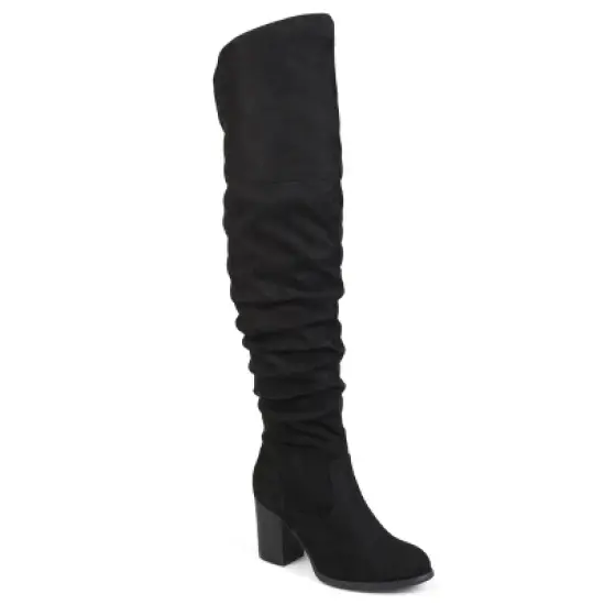 Journee Collection Womens Kaison Wide Calf Stacked Heel Over The Knee Boots image {9}