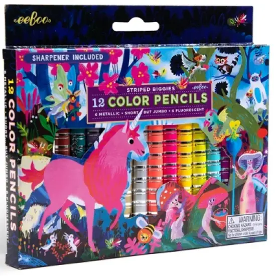 eeBoo: Striped Biggies Magical Creatures Pencils Set, 12 Pieces image {6}