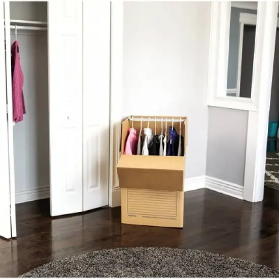 Bankers Box 3pk SmoothMove Short Wardrobe Moving Boxes - Fellowes: Recyclable Brown Paper, 20"x20", Moving Supplies image {4}