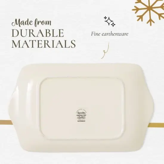 Spode Christmas Tree Peppermint Dessert Tray (12" x 7.25") - Festive Porcelain Serving Tray for Appetizers, Charcuterie, Snacks, Desserts image {3}