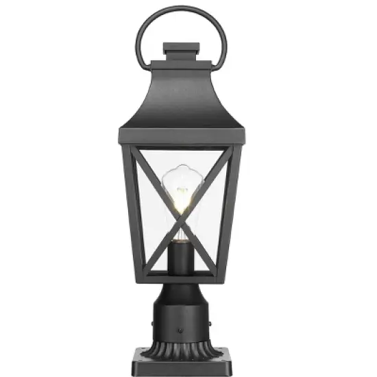 Gulches Outdoor Lamp Posts, 18-22" Vintage Black/Bronze Lanterns with Clear Glass, Waterproof for Garden, Patio, Pathway (1-2 Pack) image {7}