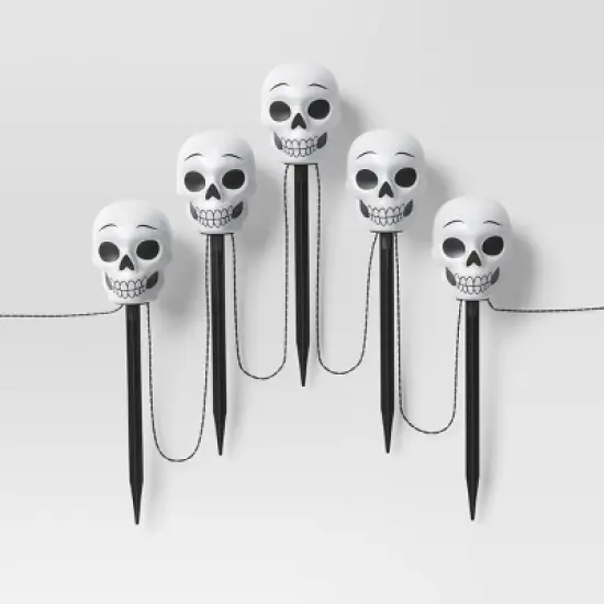 5ct Plastic Skeleton Halloween Novelty Pathway Lights with Cool White LEDs - Hyde and EEK! Boutique&trade;: Outdoor Skeleton Decor, Battery Operated image {2}