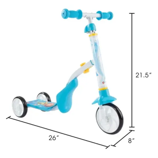 Toy Time Kids' 2-in-1 Convertible Scooter - Blue and White image {2}
