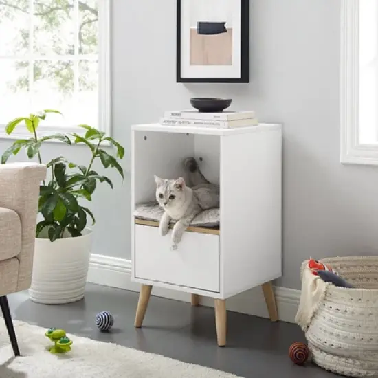 Sam's Pets Becky 28"  Single Rest Cat Tree With Drawer In White image {8}