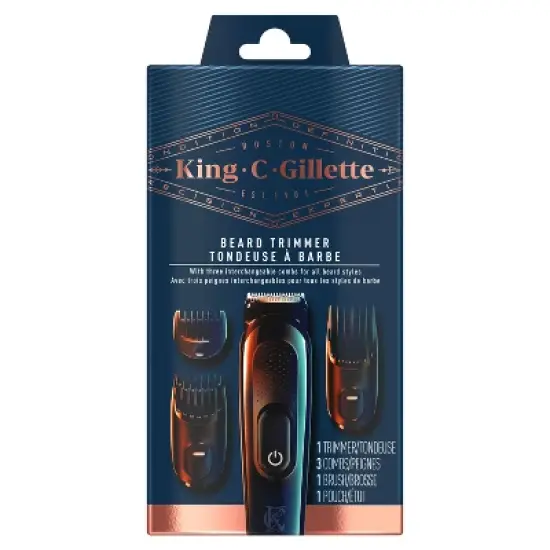 King C. Gillette Men's Cordless Beard Trimmer + 3 Interchangeable Combs image {4}
