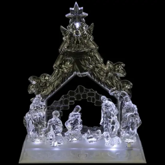 Northlight LED Lighted Nativity Scene in Stable Acrylic Christmas Decoration - 10.75" image {4}