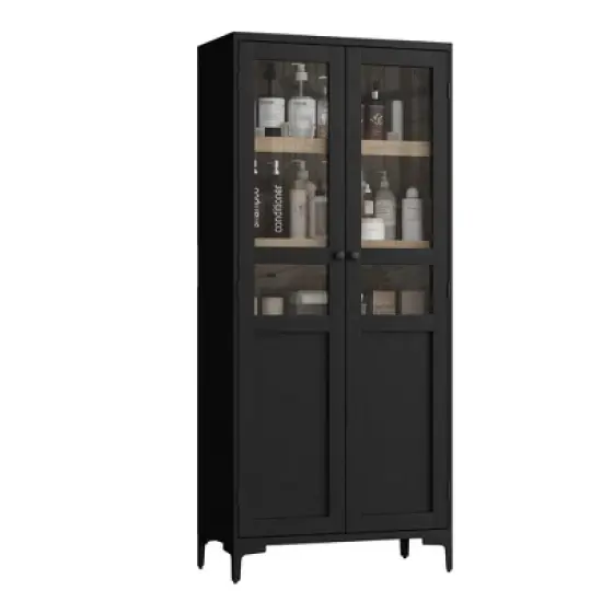 Tall Storage Cabinet, Kitchen Pantry Cabinet 5 Tier Bathroom Cabinet with 4 Doors Adjustable Shelves for Kitchen, Dining Room, Bathroom image {10}