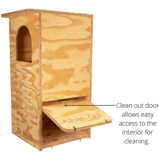 JCs Wildlife Barred Owl Nesting Box - Treated Exterior Grade Plywood - Mounting Hardware and Pine Shavings Included - Dedicated Clean Out Door for image {5}