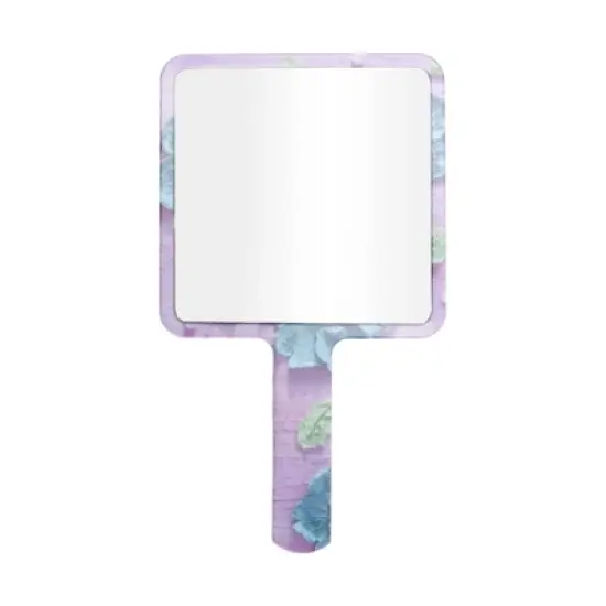 Unique Bargains Floral Square Handheld Mirror Purple Blue 1 Pc image {3}