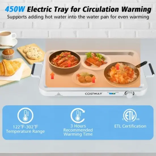 Costway Food Warmer Buffet Server 450W Stainless Steel Electric Warming Tray for Parties image {5}