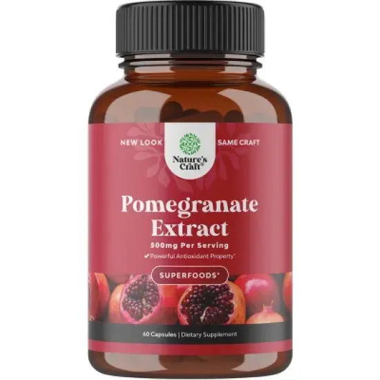 Pomegranate Extract Capsules, Supplement for Heart Health & Joint Support, Pomegranate Anti-Oxidant for Health Aging, Nature's Craft, 60, 120 or 180ct image {1}
