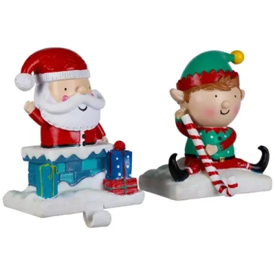 Northlight Santa and Elf Christmas Stocking Holders - 5" - Set of 2 image {3}