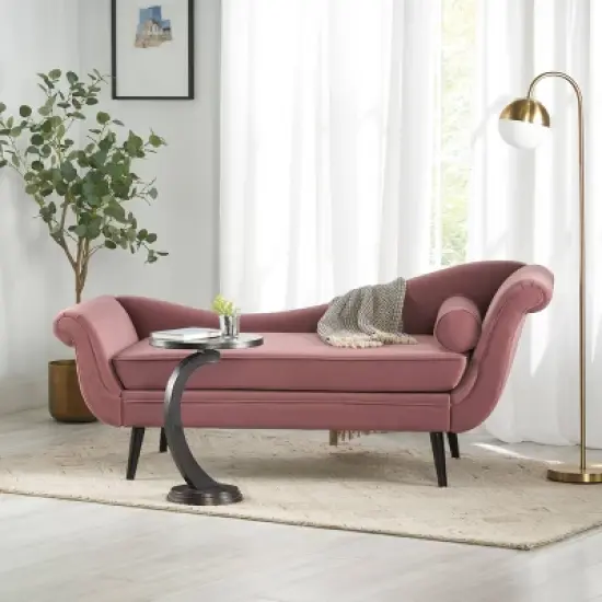 Calvert Contemporary Scroll Arms Velvet Chaise Lounge - Christopher Knight Home image {1}
