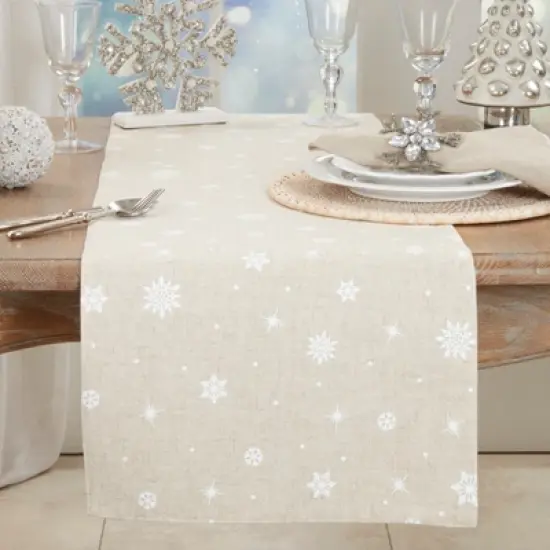 Saro Lifestyle Snowflake Christmas Table Runner image {3}