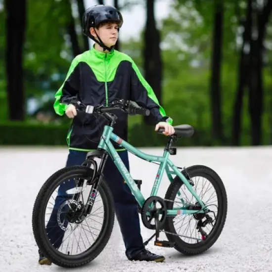 INFURNIC Bicycles, 20 Inch Mountain Bike for Kids, 21-Speed Mountain Bike with Rear V-Brake, Green, 54"*23"*31.5" image {3}