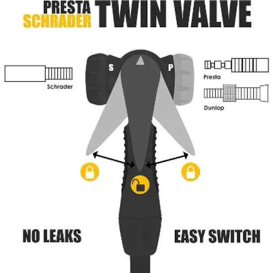 Link Bicycle Pump 17/24 Inch Durable Steel Pump Wide Base Auto Reversible Presta & Schrader image {5}