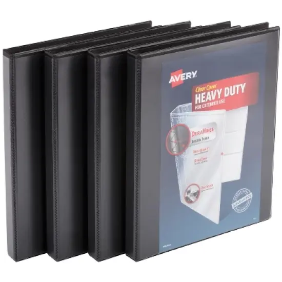 Avery Heavy-Duty View 3 Ring Binders, 0.5" One Touch Slant Rings, 4 Black Binders (79708) image {4}
