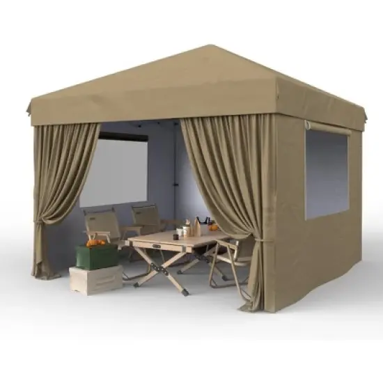 10x10 Pop Up Canopy Tent with 4Pcs Sidewalls, Portable Instant Canopy with 4 Stakes, 4 Ropes, 4 Sandbags for Patio, Outdoor, Camping image {11}