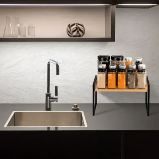 Unique Bargains Stackable Kitchen Spice Racks Countertop Organizer Shelves 1 Pc image {5}